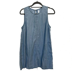RVCA Chambray Sundress with Frayed Hem Light Wash Size Medium